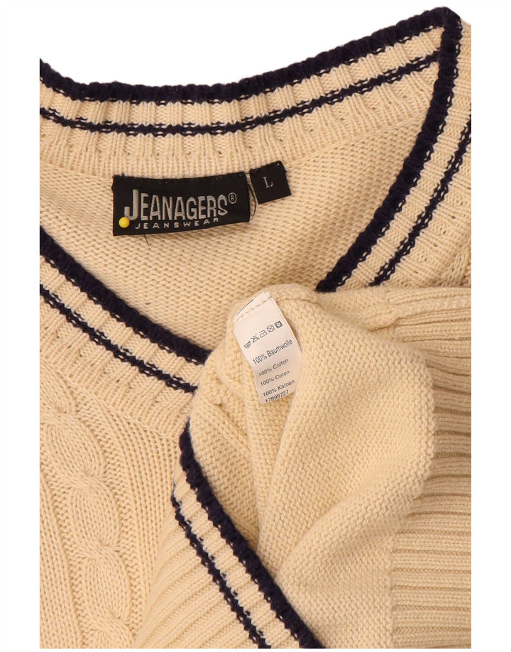 Jeanagers Jersey con cuello en V para hombre, talla grande, algodón beige