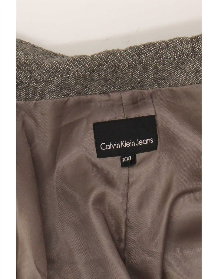 Calvin Klein Jeans Chaqueta tipo blazer con 1 botón para mujer UK 20 2XL Gris