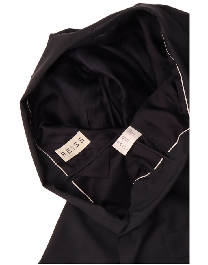 REISS Chaqueta tipo blazer de 1 botón para hombre UK 38 Mediana lana azul marino