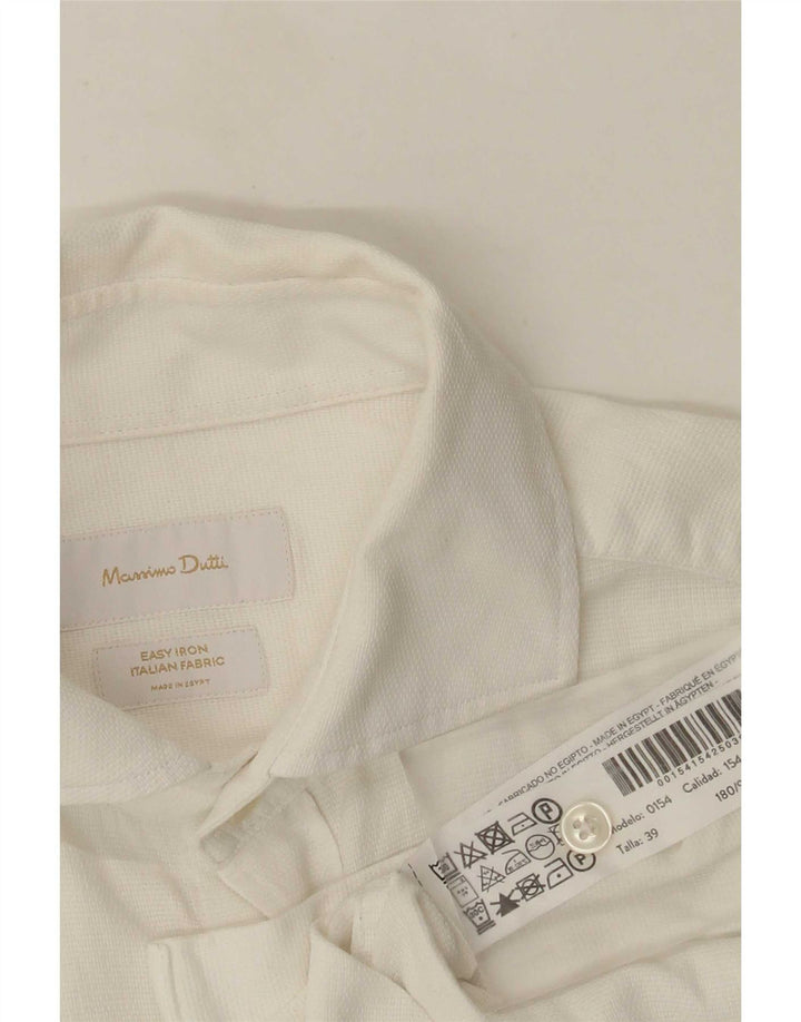 Camisa Massimo Dutti Hombre Talla 39 Mediana Blanca Algodón