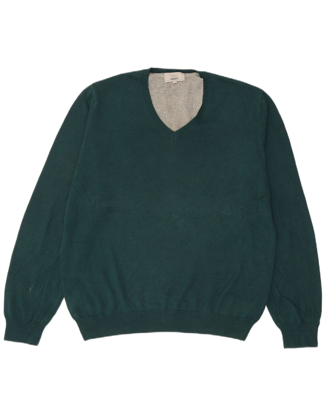 Marks & Spencer Jersey Regular Fit con Cuello en V para Hombre Algodón Verde Grande