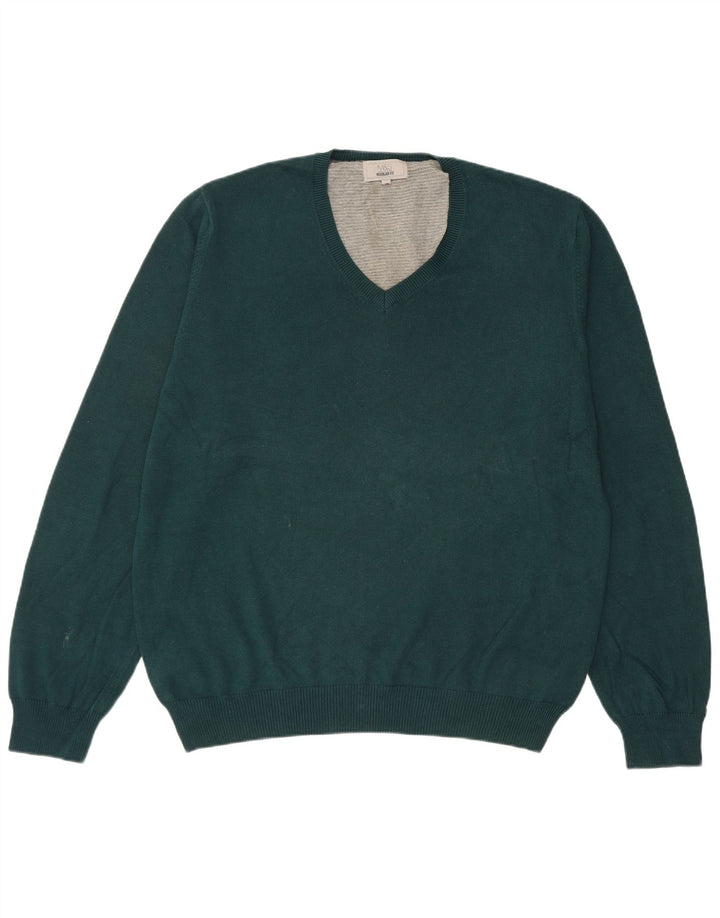 Marks & Spencer Jersey Regular Fit con Cuello en V para Hombre Algodón Verde Grande