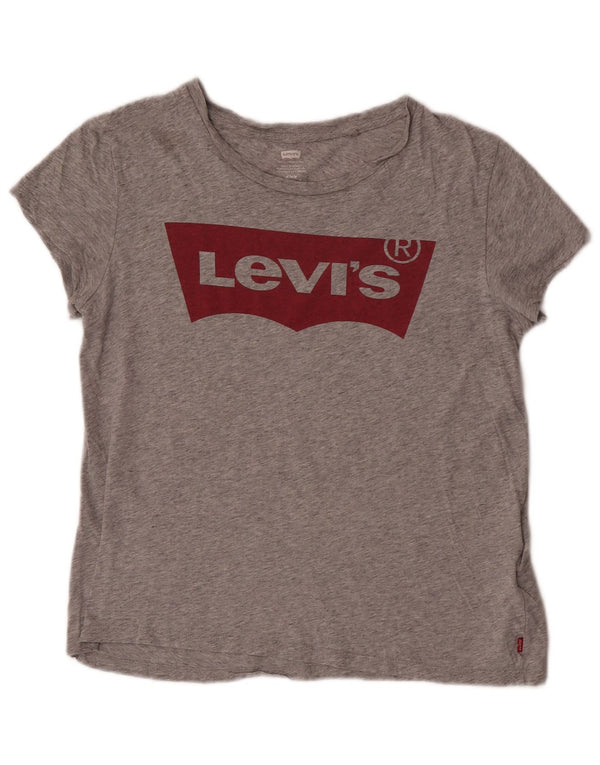 Levi's Camiseta gráfica para mujer Top UK 44 Algodón moteado gris medio