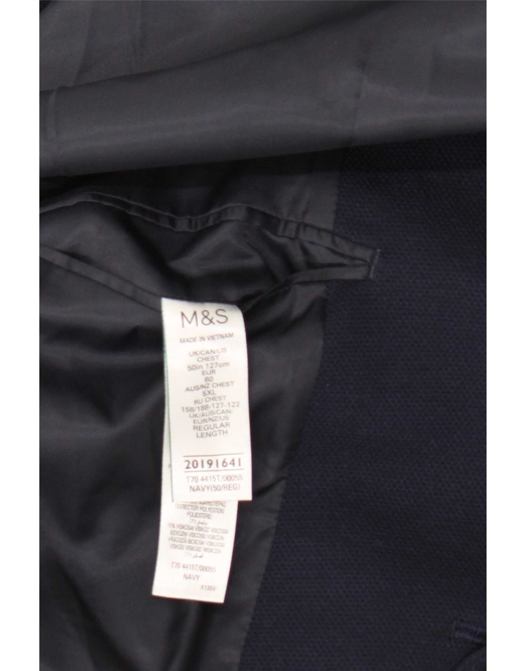 Marks & Spencer Chaqueta tipo blazer de 2 botones para hombre UK 50 5XL Poliamida azul marino