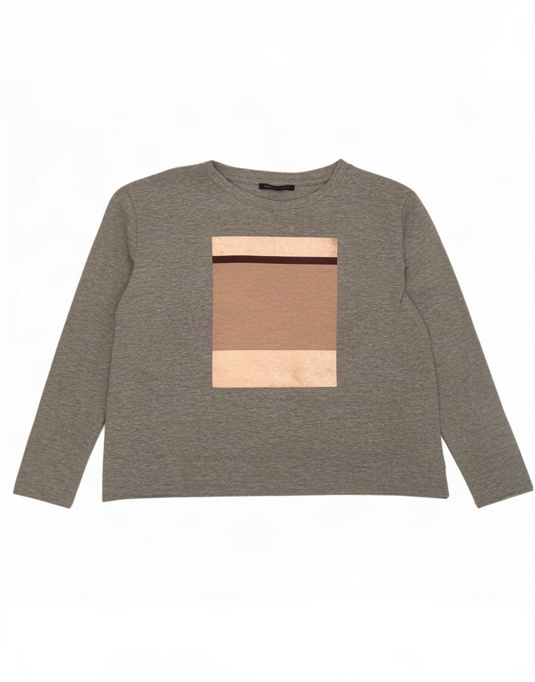 Marks & Spencer Top gráfico para mujer de manga larga UK 46 Grande Gris Colorblock
