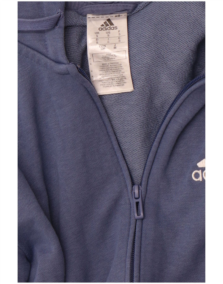 ADIDAS Sudadera con capucha y cremallera para hombre, talla pequeña, algodón azul