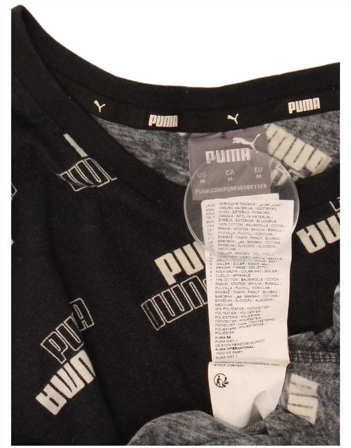 Puma Camiseta gráfica para hombre Top Medium Black Cotton