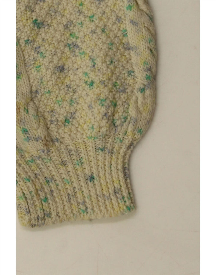 VINTAGE suéter de jersey con cuello en V para mujer Reino Unido 18 XL Beige moteado