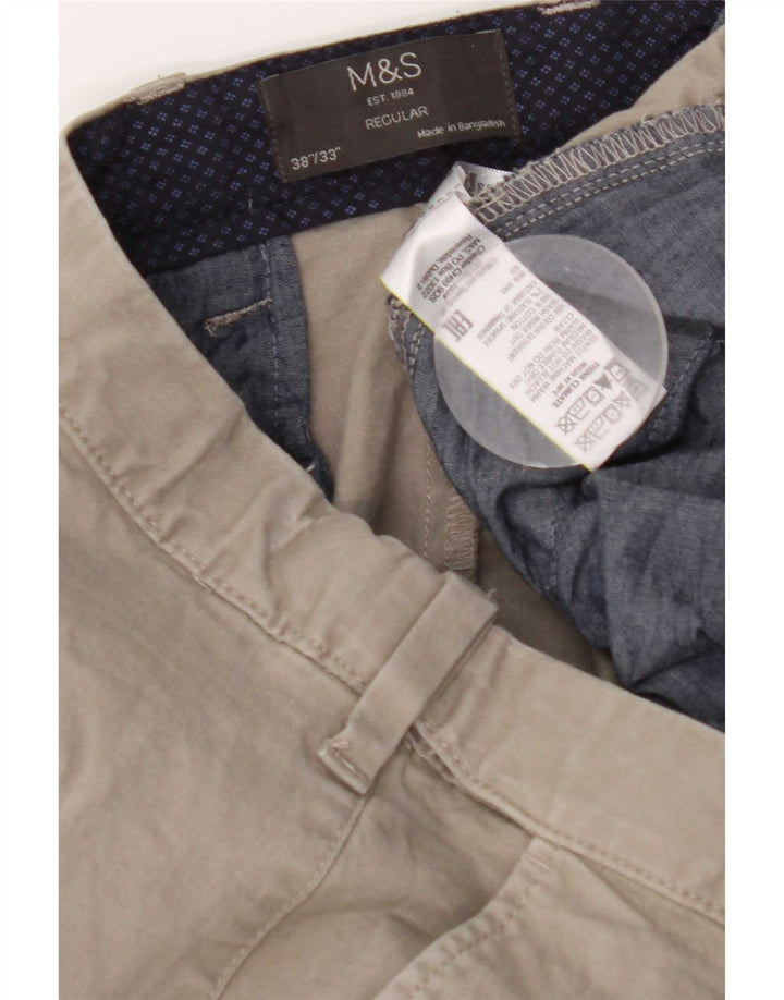 Marks & Spencer Pantalones chinos regulares para hombre W38 L33 Algodón gris