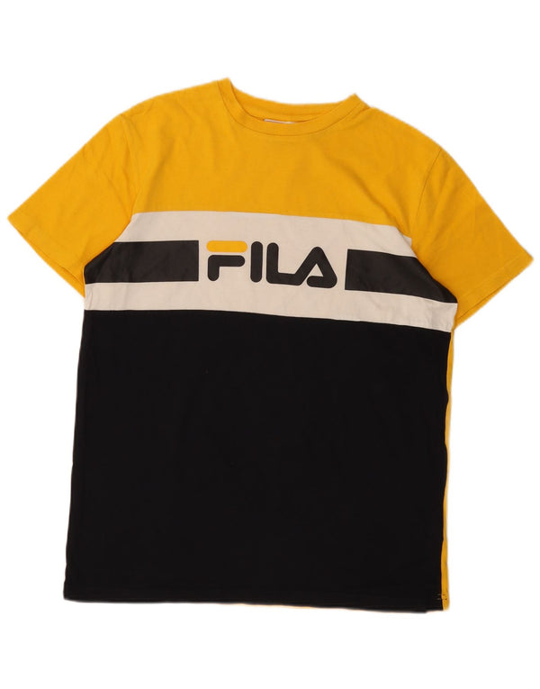 Fila Hombre Camiseta Gráfica Top Small Amarillo Colorblock Algodón