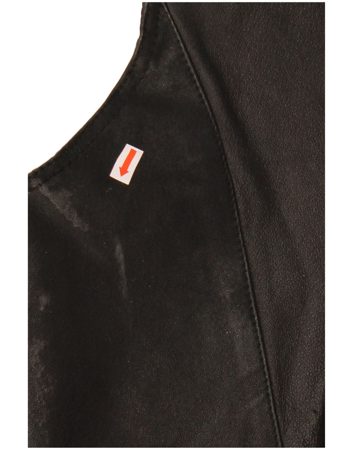 John F Gee Chaleco de cuero para hombre Cuero negro mediano