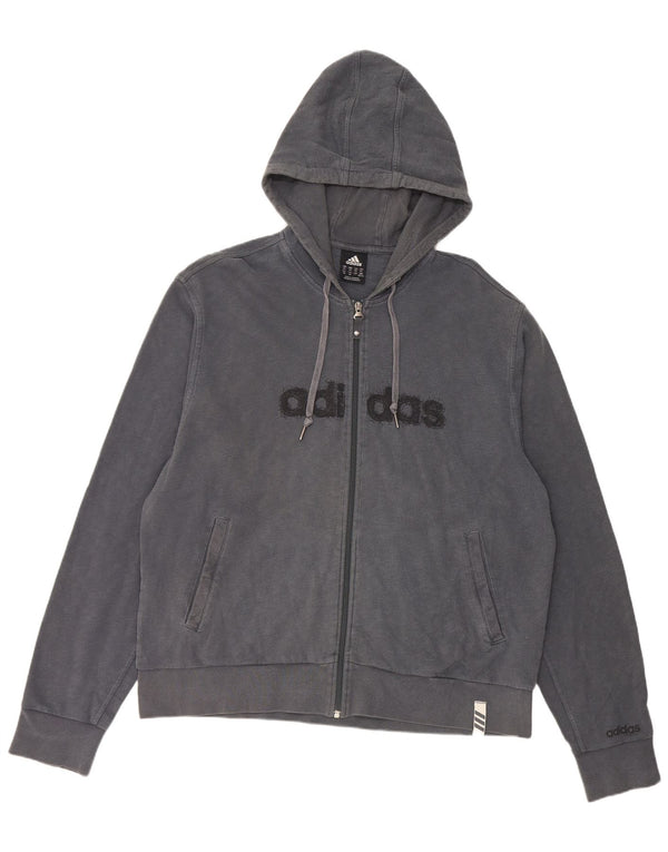 Adidas - Sudadera con capucha para hombre con cremallera gráfica, talla 2XL, algodón azul marino