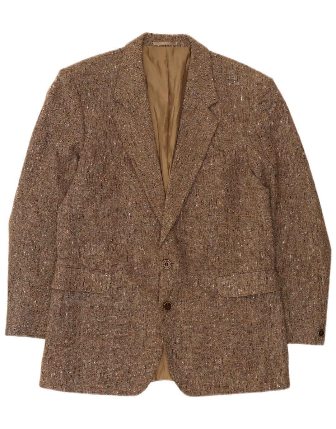 Vintage hombres 2 botones Blazer chaqueta Reino Unido 38 medio beige moteado