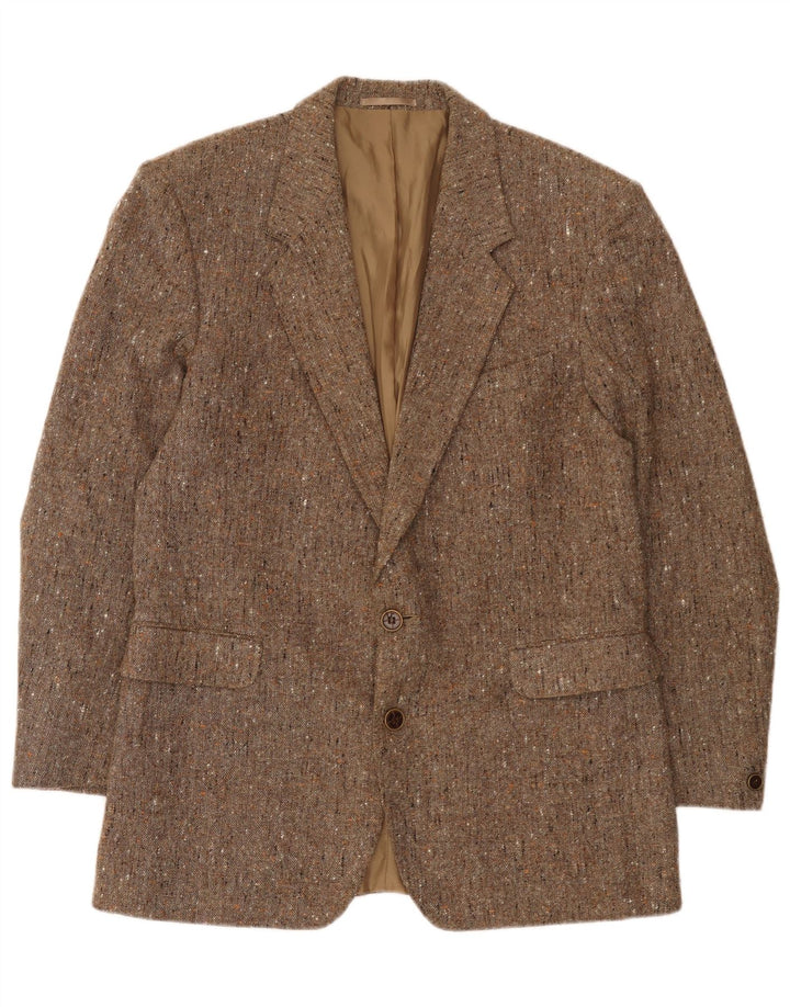 Vintage hombres 2 botones Blazer chaqueta Reino Unido 38 medio beige moteado