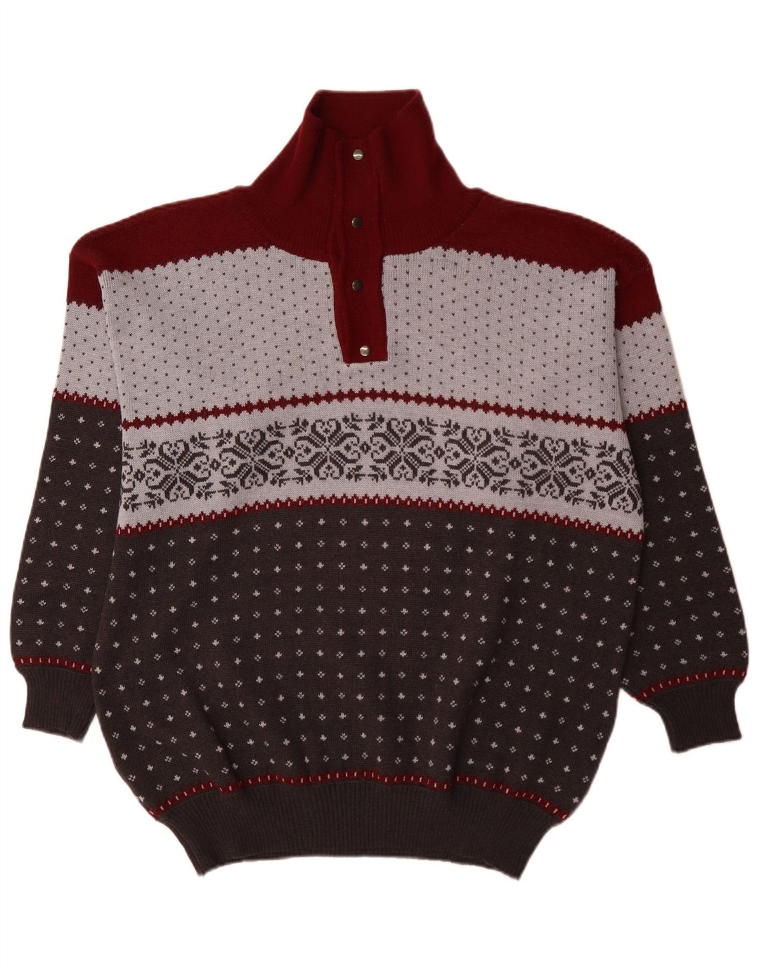 Summit Jersey para hombre con cuello y botones, talla 3XL, lana multicolor Fair Isle