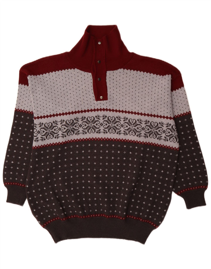 Summit Jersey para hombre con cuello y botones, talla 3XL, lana multicolor Fair Isle