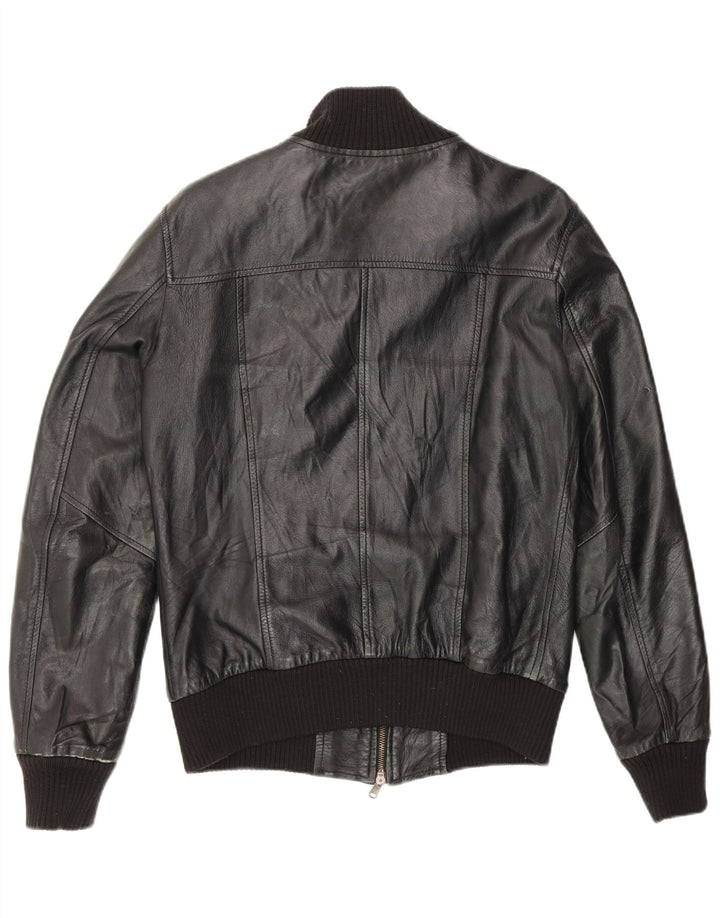 Vintage hombres chaqueta de cuero Reino Unido 36 pequeño negro