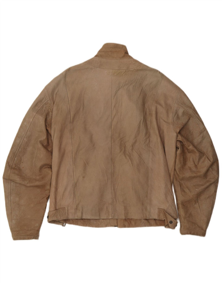 ANDREA D'AMICO Chaqueta de cuero para hombre IT 56 XL Cuero beige