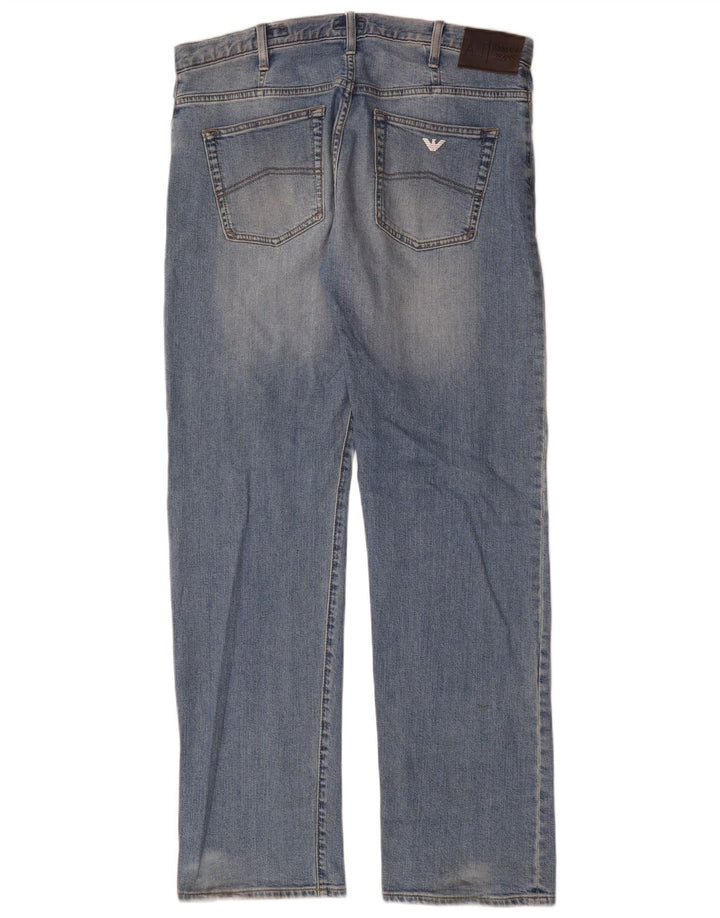 Armani Hombre Vaqueros Rectos Regulares W34 L33 Algodón Azul