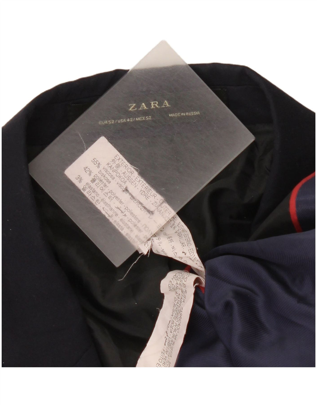 Zara Chaqueta tipo blazer de 2 botones para hombre EU 52 Large Viscosa azul marino