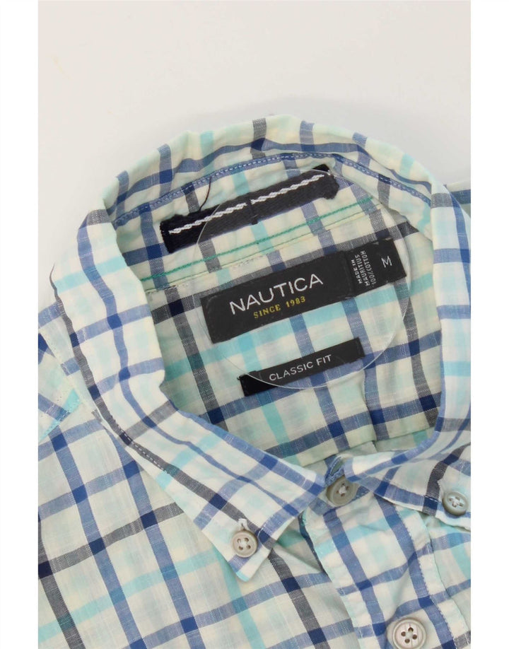 Nautica Camisa de corte clásico para hombre de algodón a cuadros azul medio