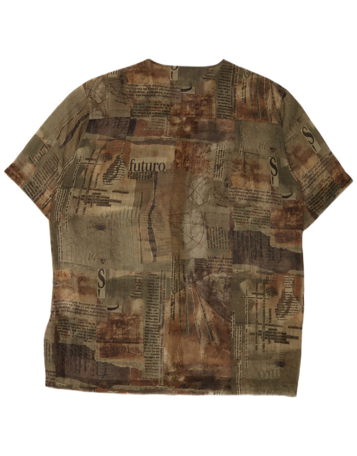 PENNY BLACK Blusa camisera con estampado abstracto para mujer UK 46 Large Khaki