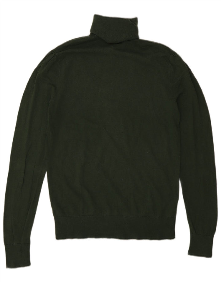 Massimo Dutti Jersey de cuello vuelto para mujer UK 42 Seda verde medio