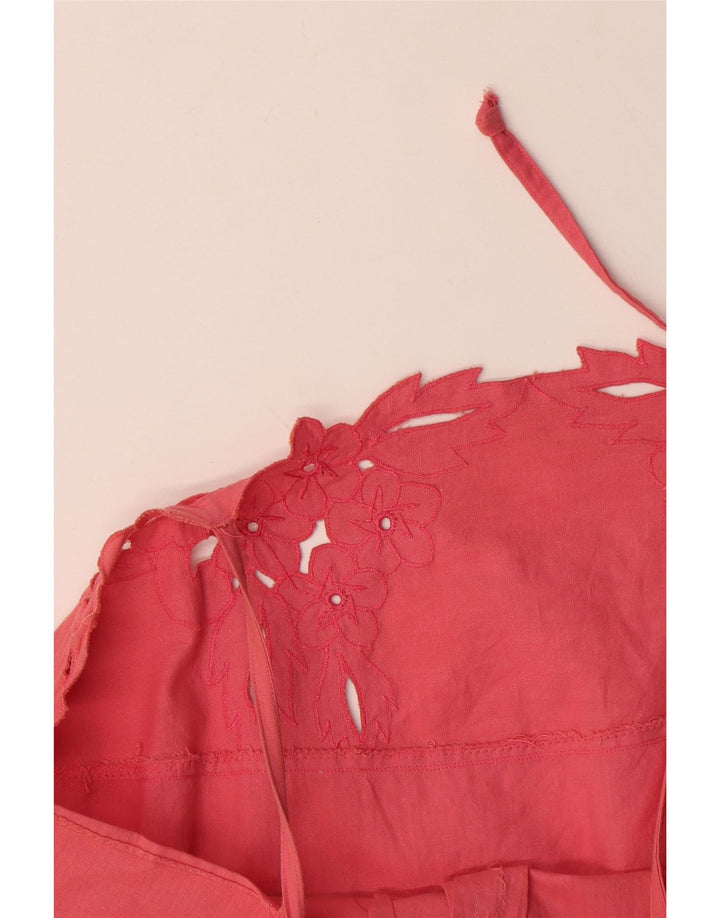 Vintage mujer Sundress Reino Unido 12 medio rosa floral