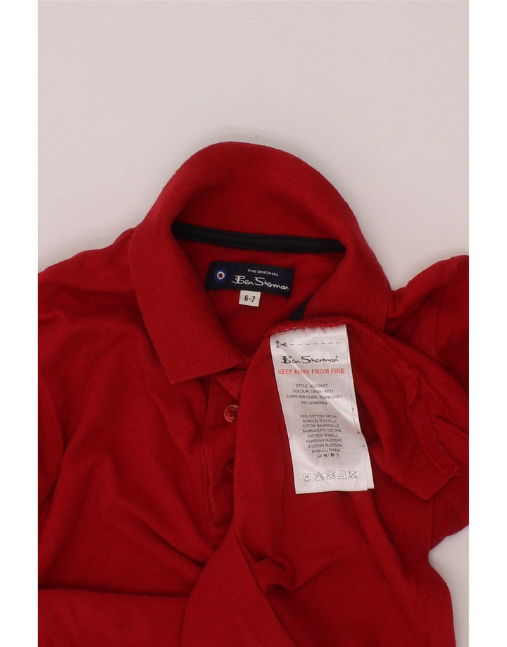 BEN SHERMAN Polo gráfico de manga larga para niños 6-7 años Algodón rojo