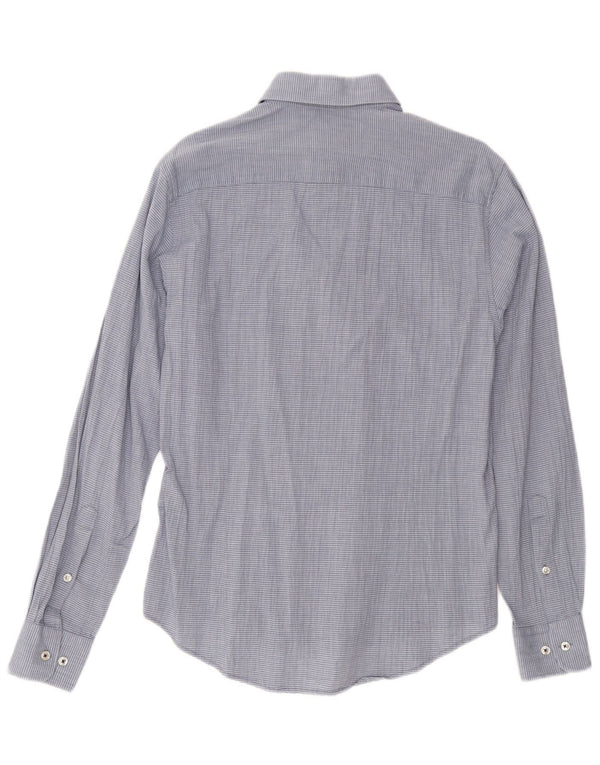 Camisa Armani Jeans Hombre Custom Fit Rayas Azul Medio