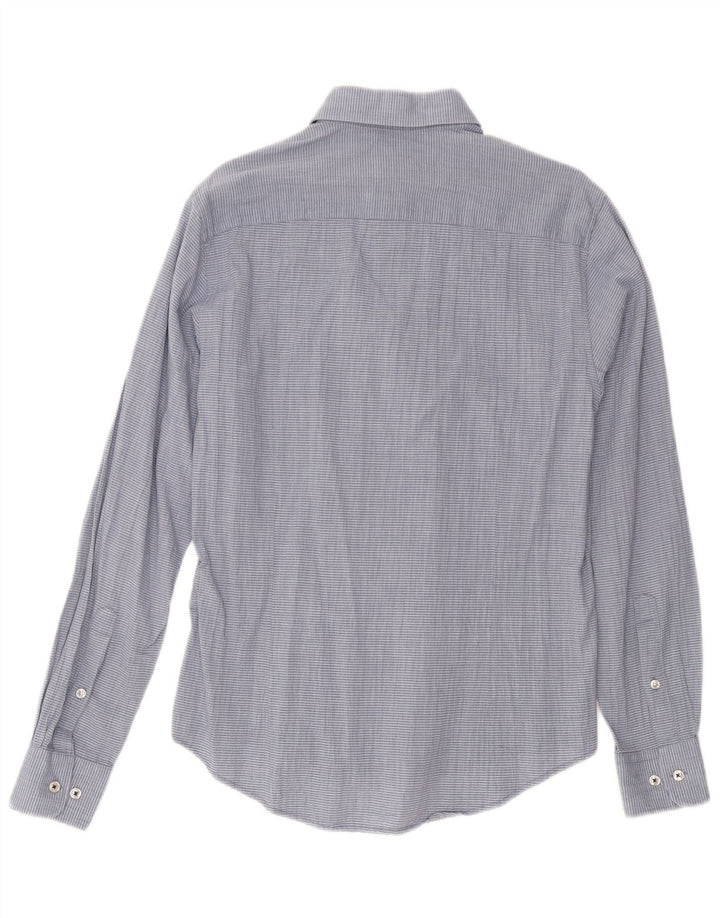 Camisa Armani Jeans Hombre Custom Fit Rayas Azul Medio