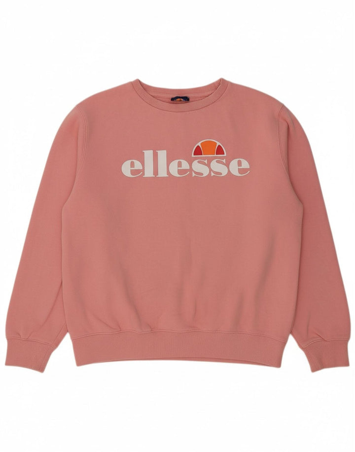 ELLESSE Womens Graphic Oversized Sweatshirt Jumper UK 14 Large  Pink