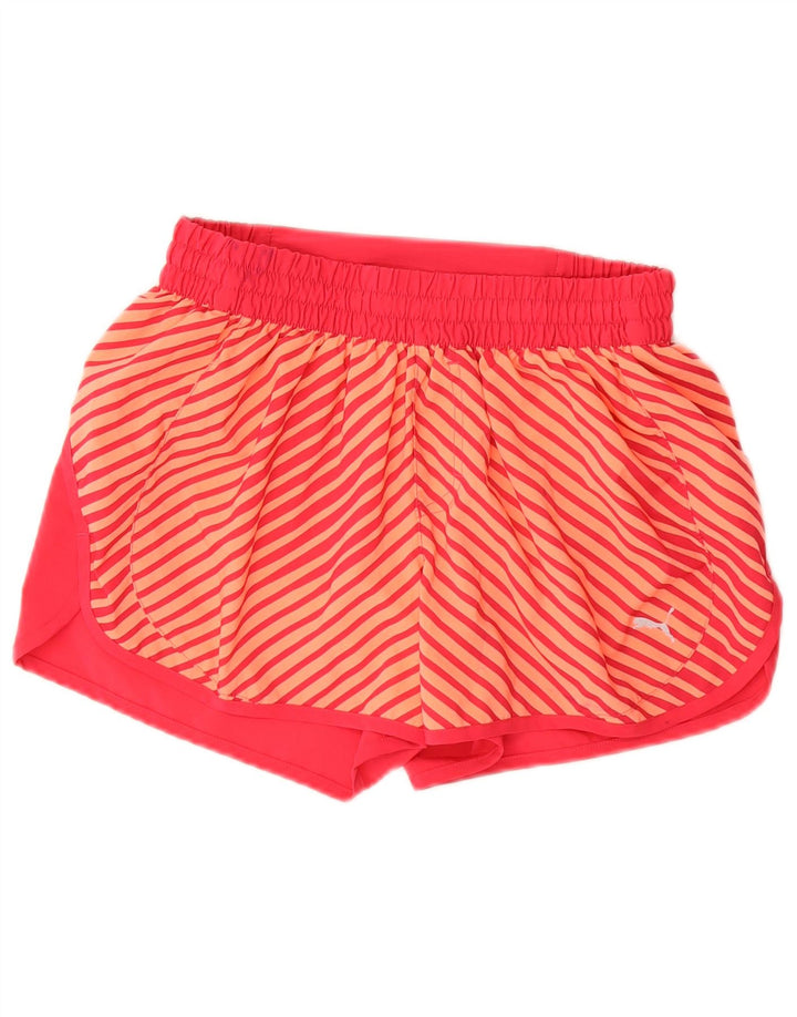 Puma Pantalones cortos deportivos para mujer UK 12 Poliéster a rayas rosa medio