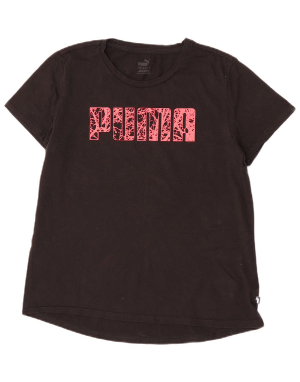Puma Camiseta gráfica para mujer Top UK 14 Medium Black Cotton