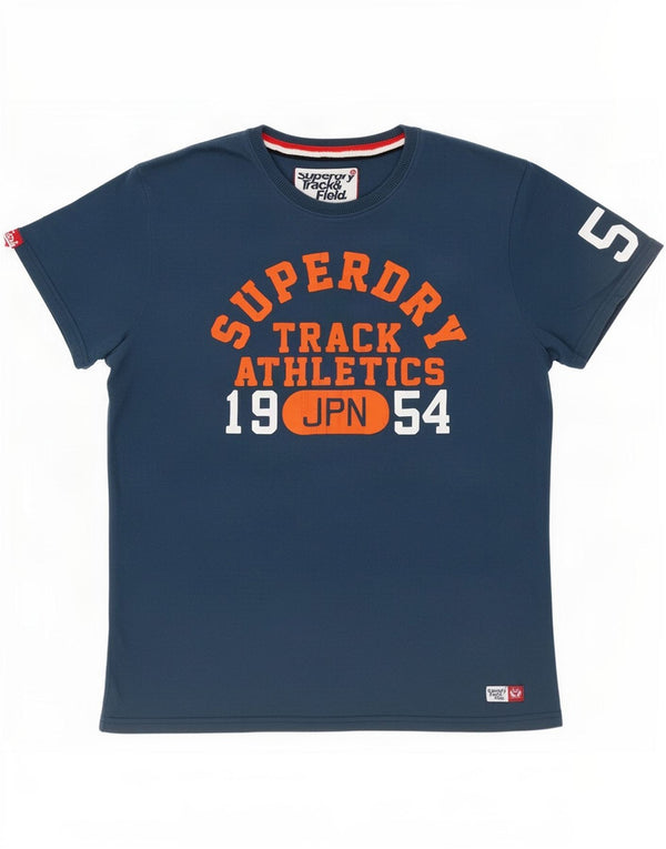 Superdry Hombre Camiseta Gráfica Top XL Azul Marino Algodón