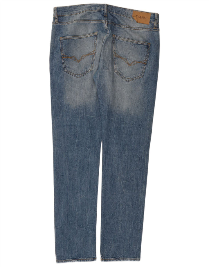 Guess Vaqueros ajustados desgastados para hombre W33 L32 Algodón azul