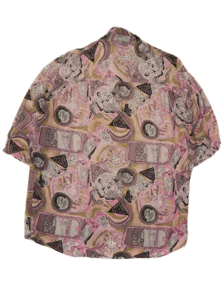 Vintage hombres patrón abstracto camisa de manga corta medio multicolor