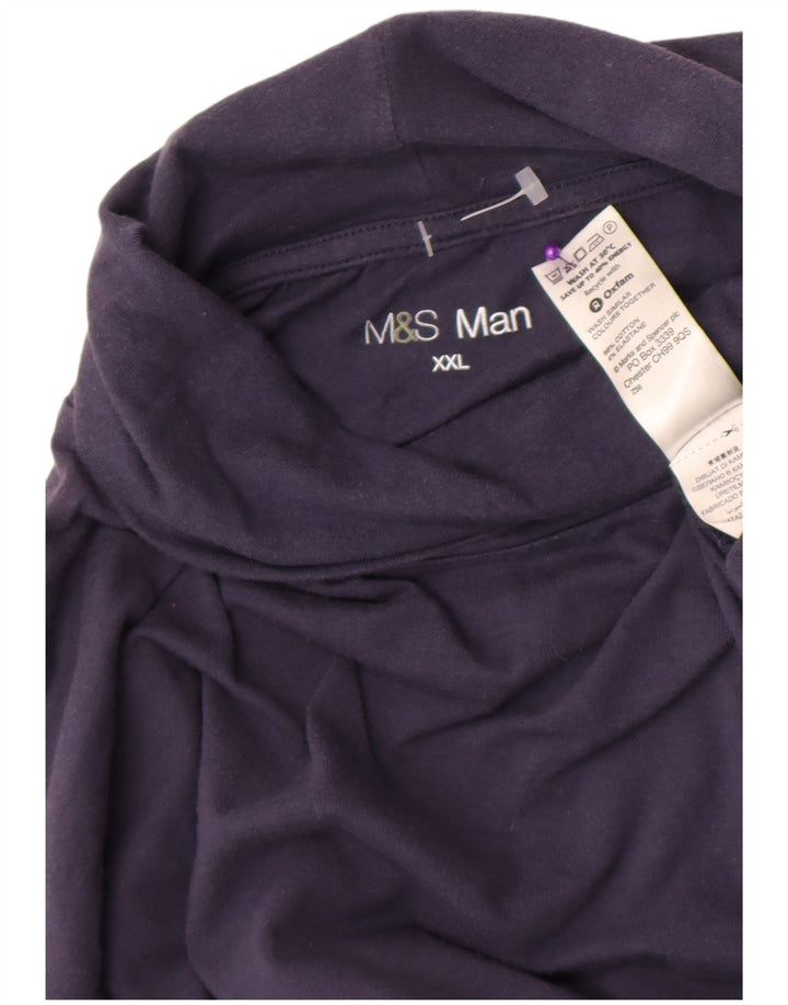 Marks & Spencer - Camiseta de manga larga para hombre, talla 2XL, algodón azul marino