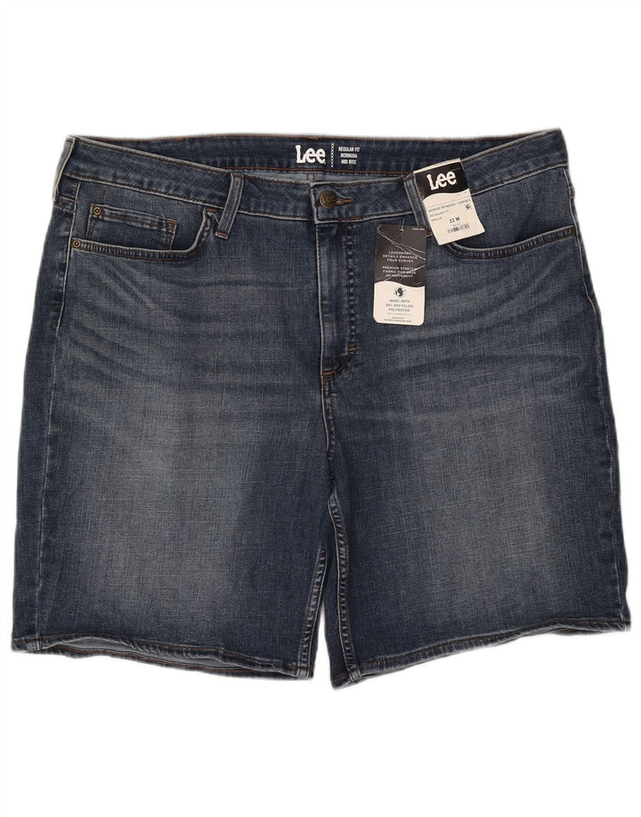 LEE Bermudas de talle medio para mujer, ajuste regular, US 22 3XL W44 Algodón azul