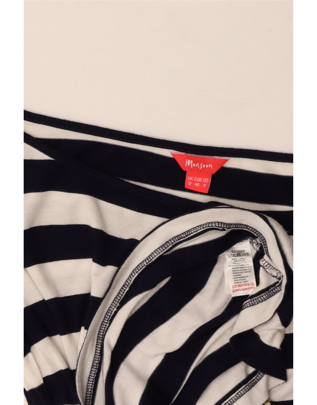 MONSOON Top tipo túnica para mujer UK 12 Medium Azul marino Rayas Viscosa