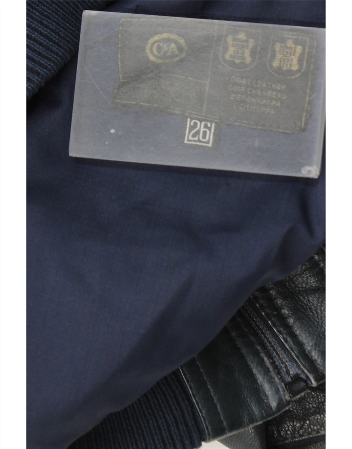 C&A Chaqueta de cuero para hombre UK 36 Small Blue Leather