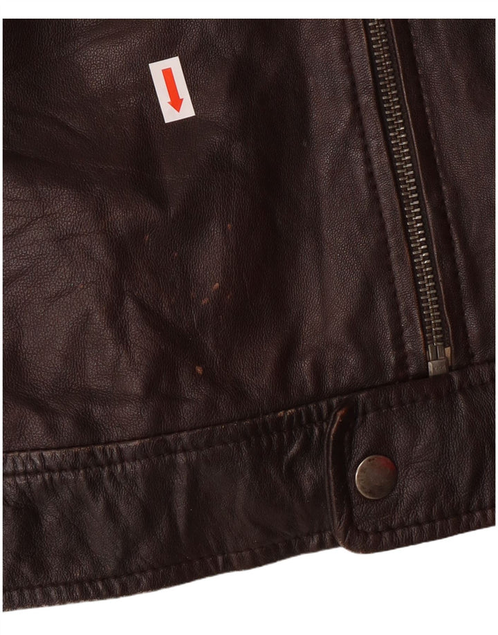 Conbipel Chaqueta Militar De Cuero Para Hombre IT 54 XL Piel De Cordero Marrón