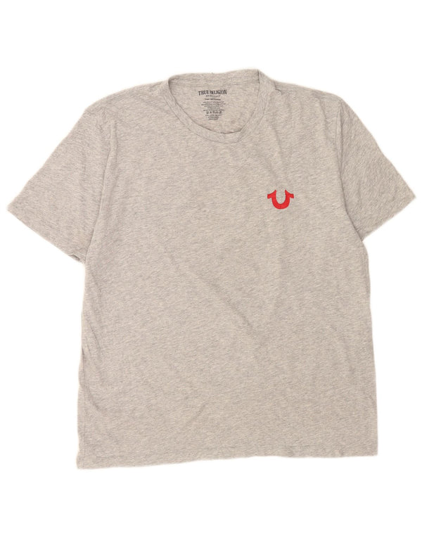 True Religion Camiseta gráfica para hombre Top grande de algodón moteado gris