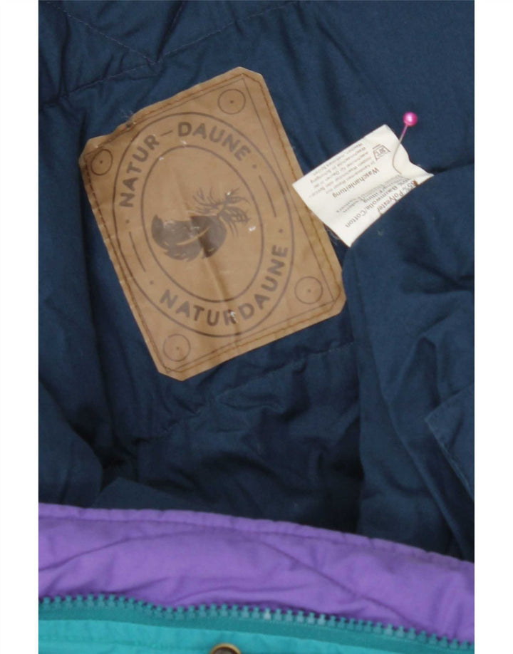 Vintage hombres chaqueta acolchada Reino Unido 42 XL azul colorblock poliéster