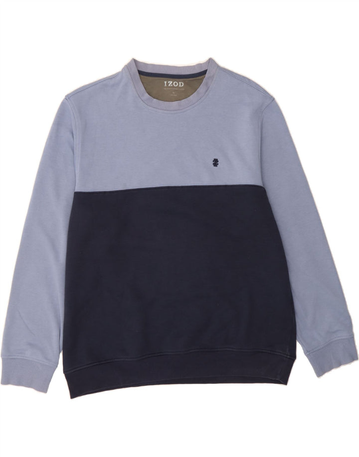 IZOD Mens Sweatshirt Jumper XL Navy Blue Colourblock Vintage Izod and Second-Hand Izod from Messina Hembry 