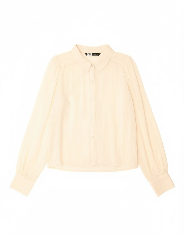 Zara Mujer Camisa UK 44 Mediana Lana Virgen Blanca