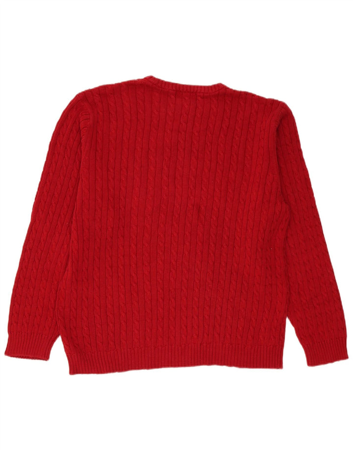 Chaps - Jersey de cuello redondo para hombre, talla grande, algodón rojo
