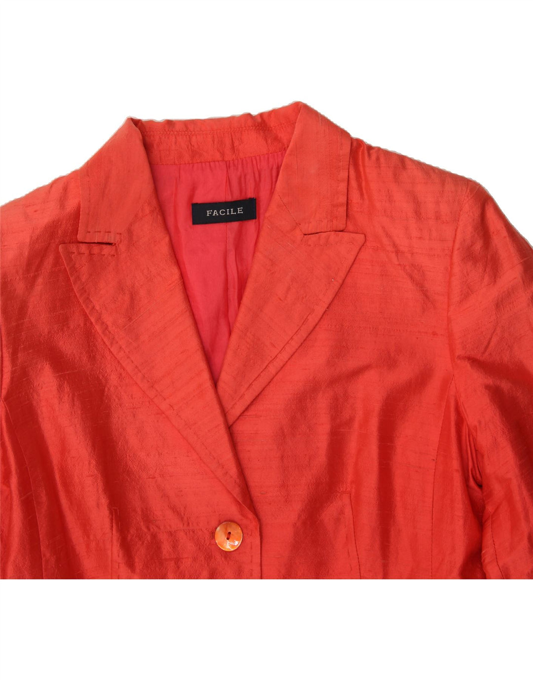 VINTAGE Womens 2 Button Blazer Jacket IT 46 Large Red Silk Vintage Vintage and Second-Hand Vintage from Messina Hembry 