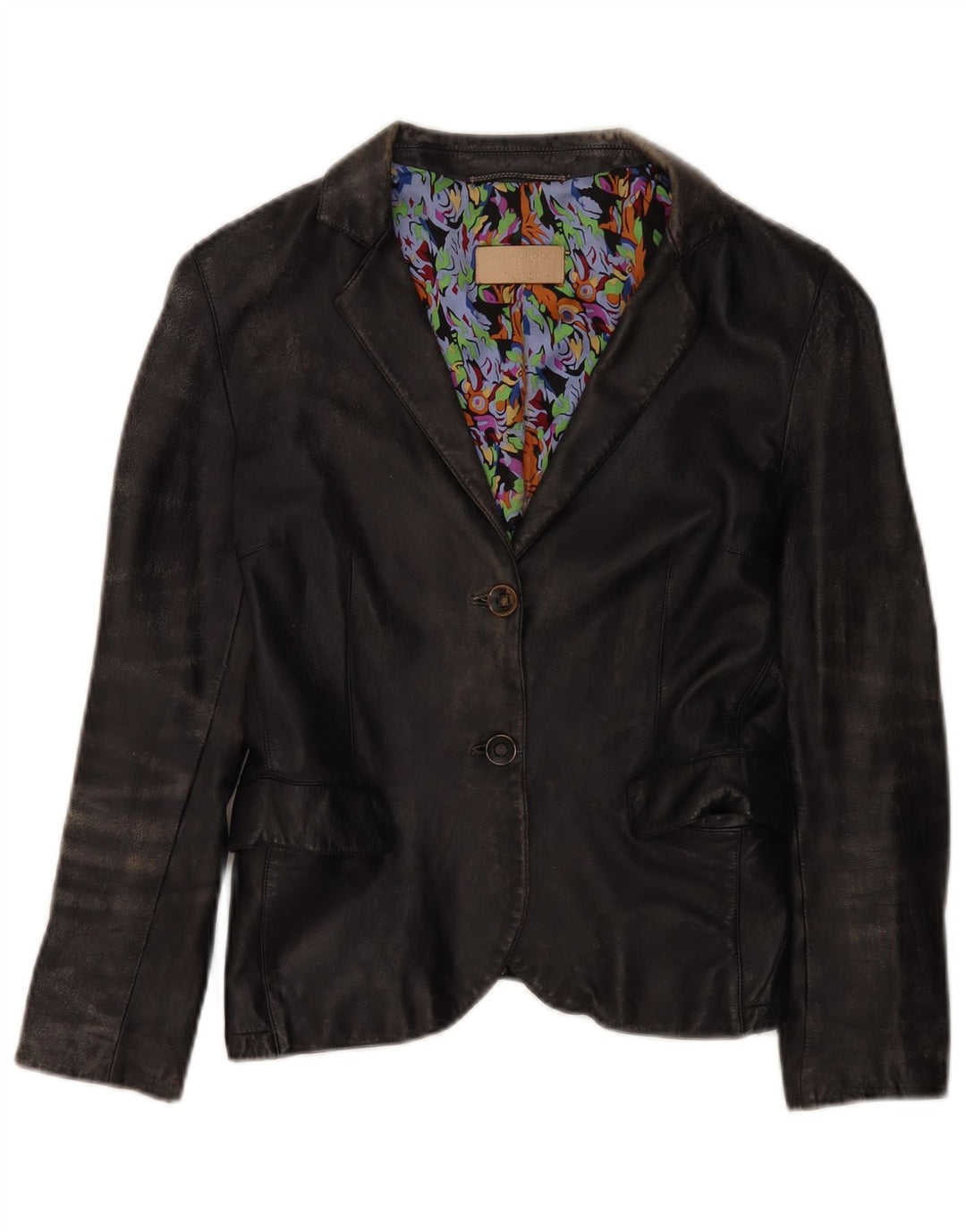 Santacroce Chaqueta Blazer de Cuero con 2 Botones para Mujer UK 10 Small Black