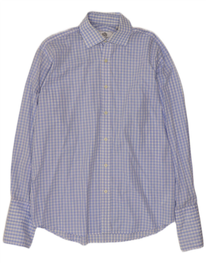 Van Heusen Camisa para hombre Talla 41 16 Algodón a cuadros azul grande